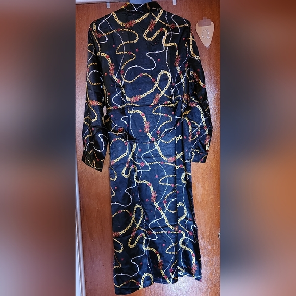 NWT size XL Bob Mackie dress with chain print. Yellow, Black, Red - Picture 2 of 5